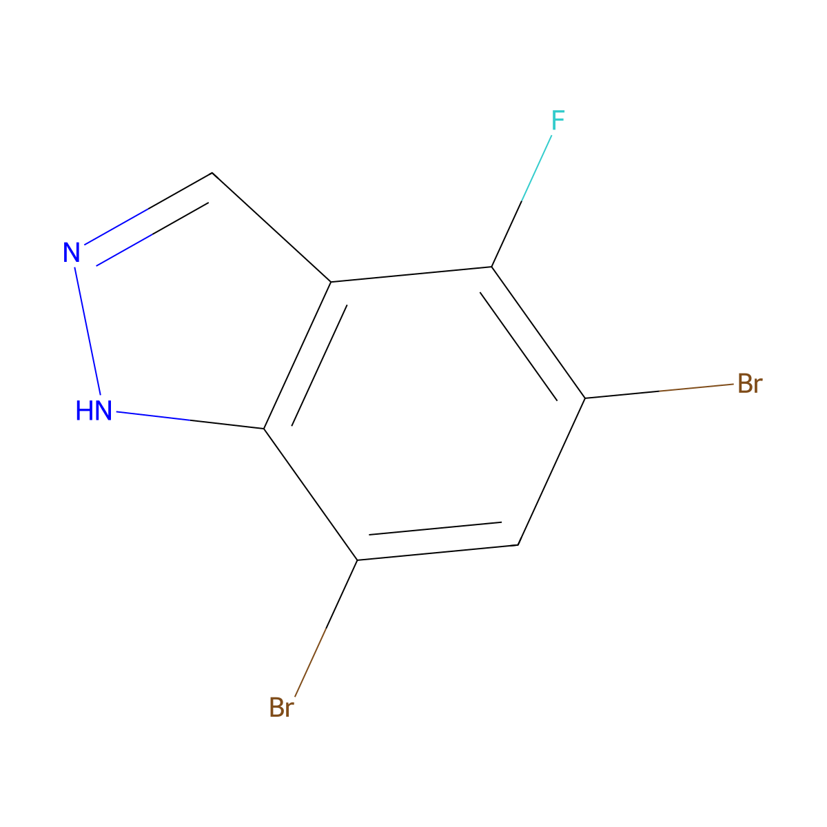 4-Fluoro-5,7-dibromo-1H-indazole molecular structure, CAS 3033440-19-3