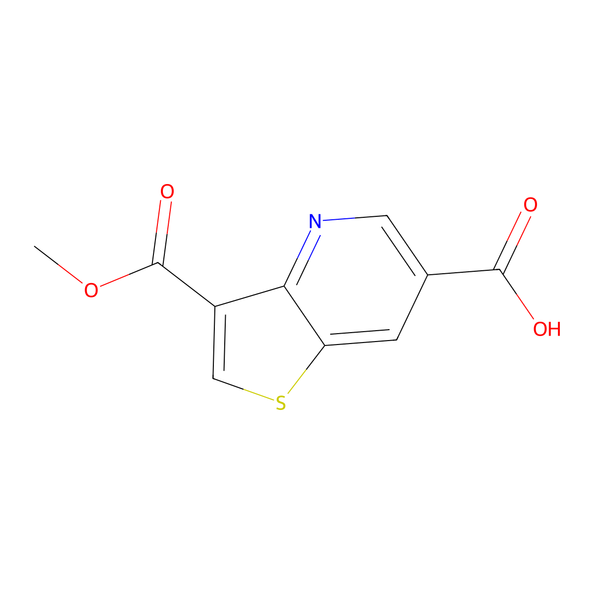 3-(Methoxycarbonyl)thieno[3,2-b]pyridine-6-carboxylic acid molecular structure, CAS 3033441-17-4