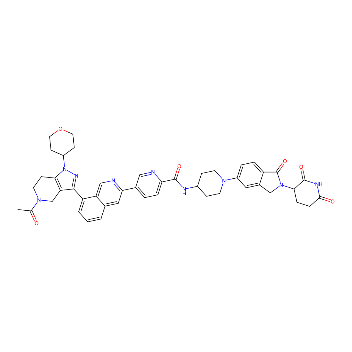 5-[8-[5-acetyl-1-(oxan-4-yl)-6,7-dihydro-4H-pyrazolo[4,3-c]pyridin-3-yl]isoquinolin-3-yl]-N-[1-[2-(2,6-dioxopiperidin-3-yl)-1-oxo-3H-isoindol-5-yl]piperidin-4-yl]pyridine-2-carboxamide molecular structure, CAS 3033714-58-5