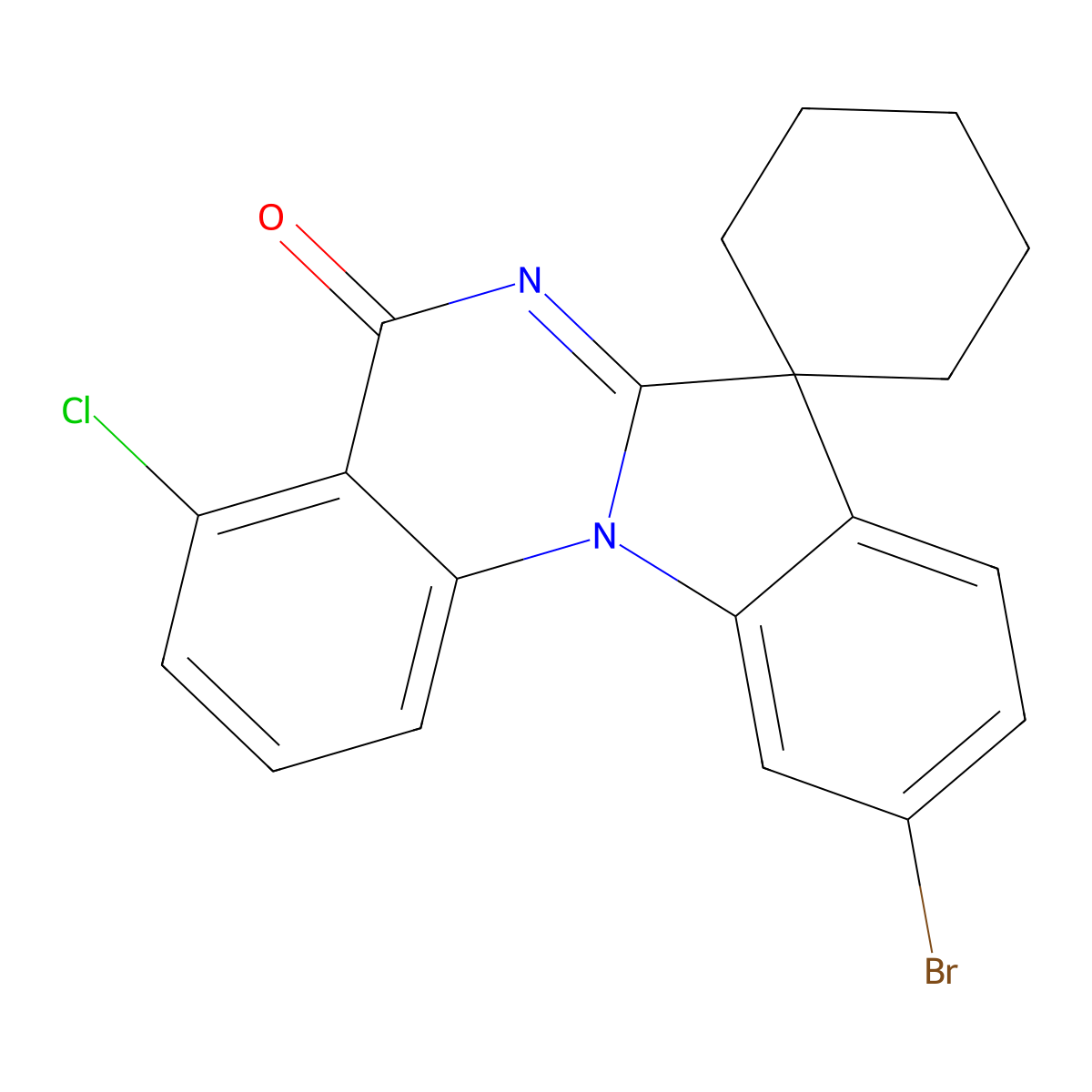 10'-bromo-4'-chloro-5'H-spiro[cyclohexane-1,7'-indolo[1,2-a]quinazolin]-5'-one molecular structure, CAS 3033736-23-8