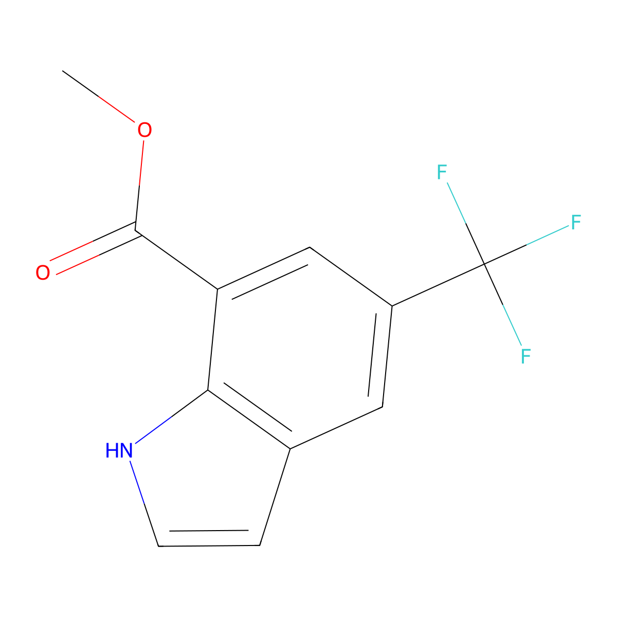 methyl 5-(trifluoromethyl)-1H-indole-7-carboxylate molecular structure, CAS 3033744-27-0