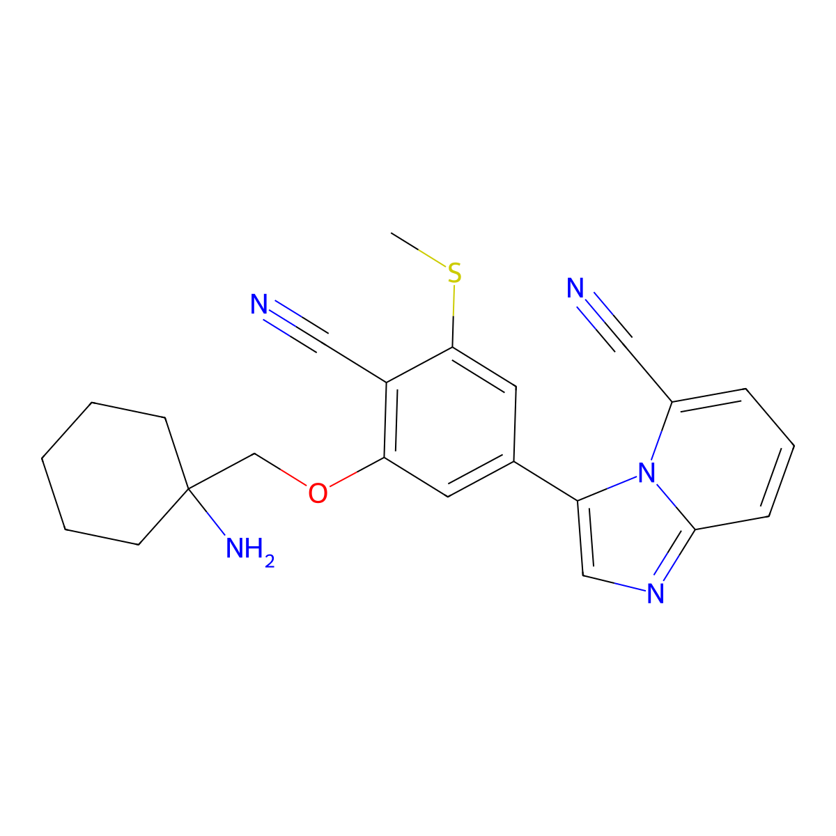 3-(3-((1-Aminocyclohexyl)methoxy)-4-cyano-5-(methylthio)phenyl)imidazo[1,2-a]pyridine-5-carbonitrile molecular structure, CAS 3033846-10-2