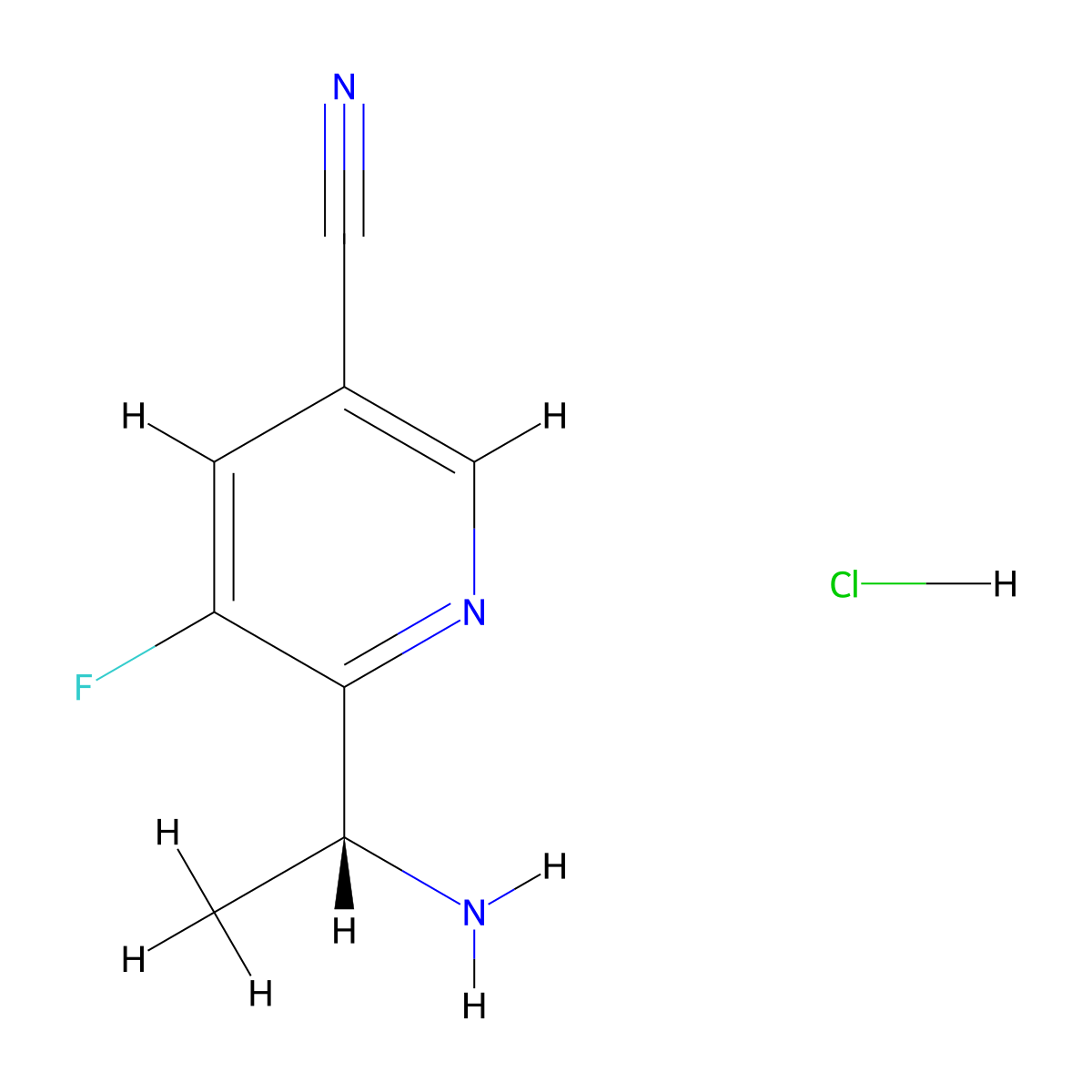 (R)-6-(1-Aminoethyl)-5-fluoronicotinonitrile Hydrochloride molecular structure, CAS 3034191-97-1