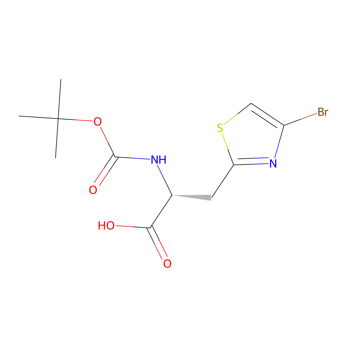 (R)-3-(4-Bromothiazol-2-yl)-2-((tert-butoxycarbonyl)amino)propanoic acid molecular structure, CAS 3034241-62-5