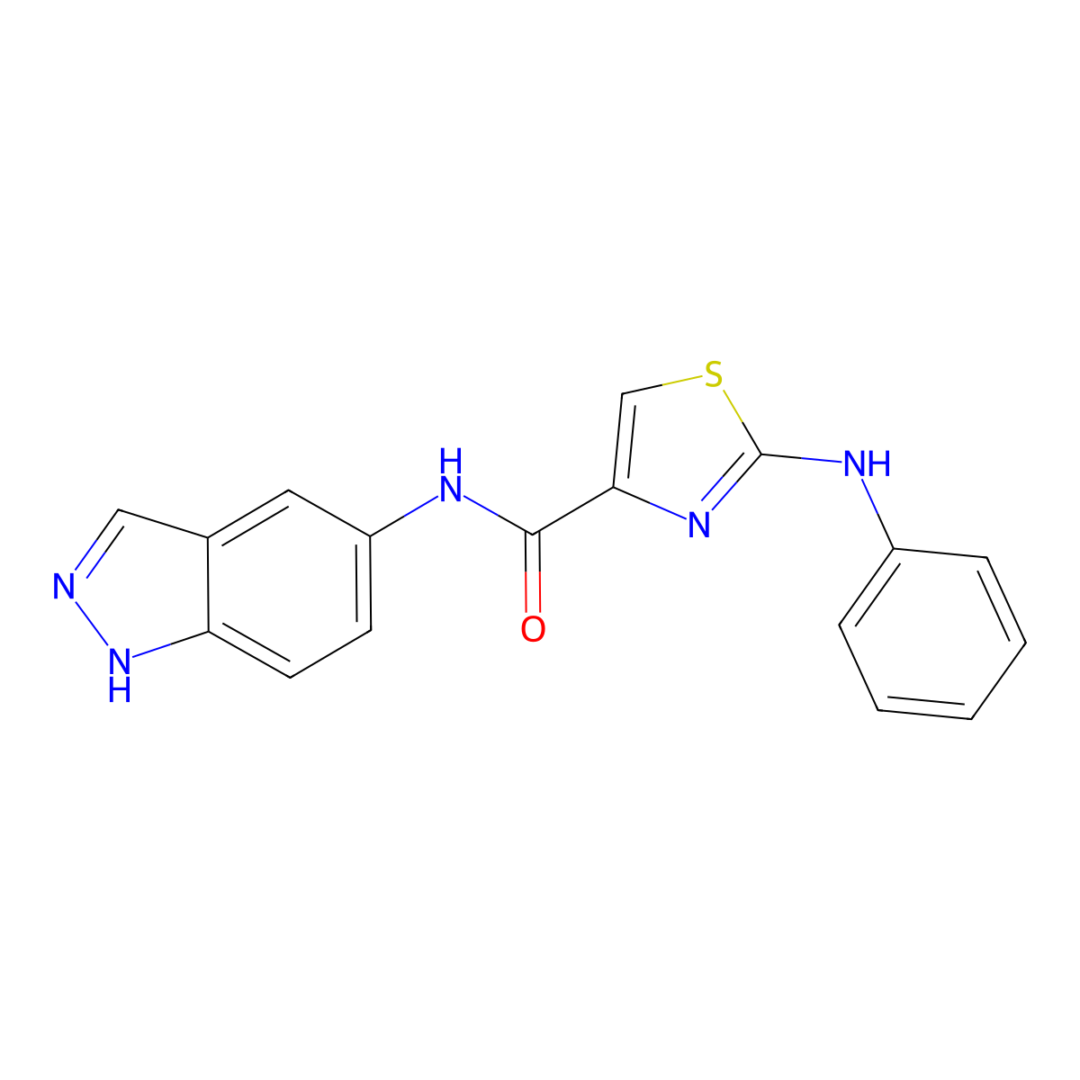 2-anilino-N-(1H-indazol-5-yl)-1,3-thiazole-4-carboxamide molecular structure, CAS 3034312-19-8