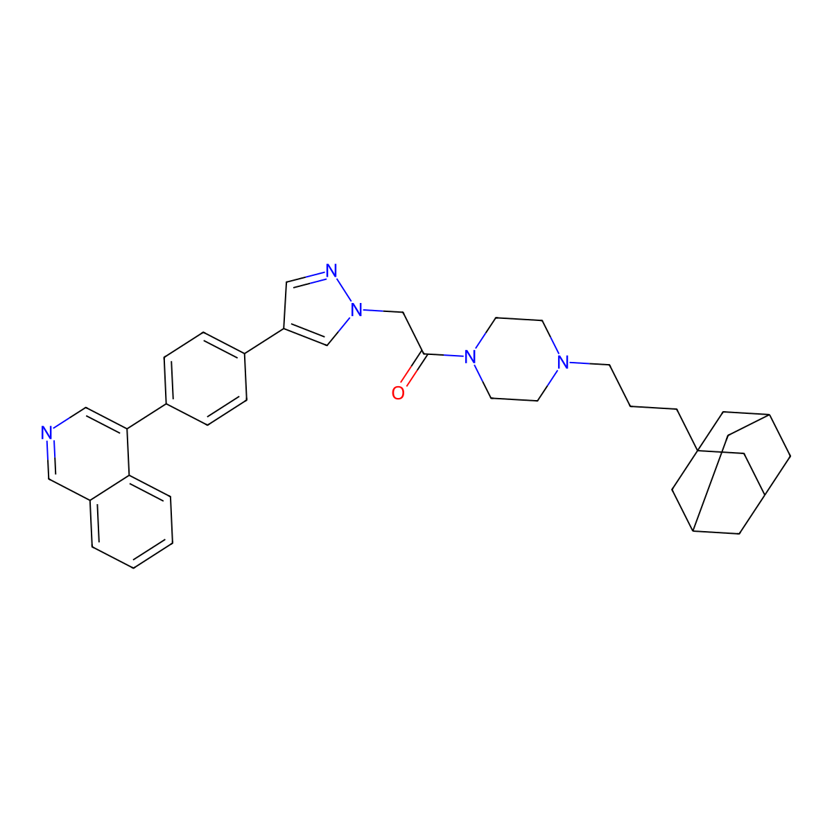 1-[4-[3-(1-Adamantyl)propyl]piperazin-1-yl]-2-[4-(4-isoquinolin-4-ylphenyl)pyrazol-1-yl]ethanone molecular structure, CAS 3034487-84-5