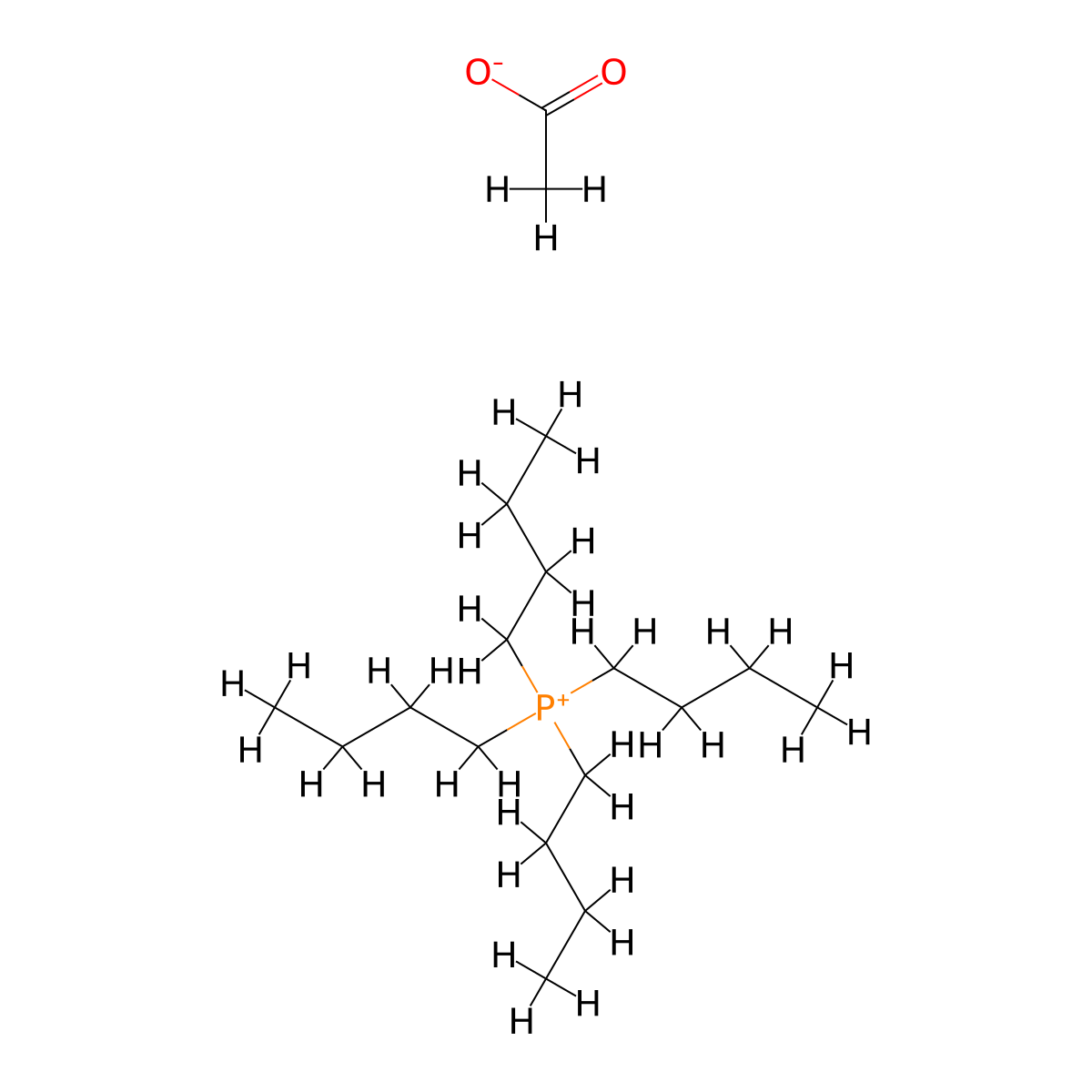 Tetrabutylphosphonium acetate molecular structure, CAS 30345-49-4