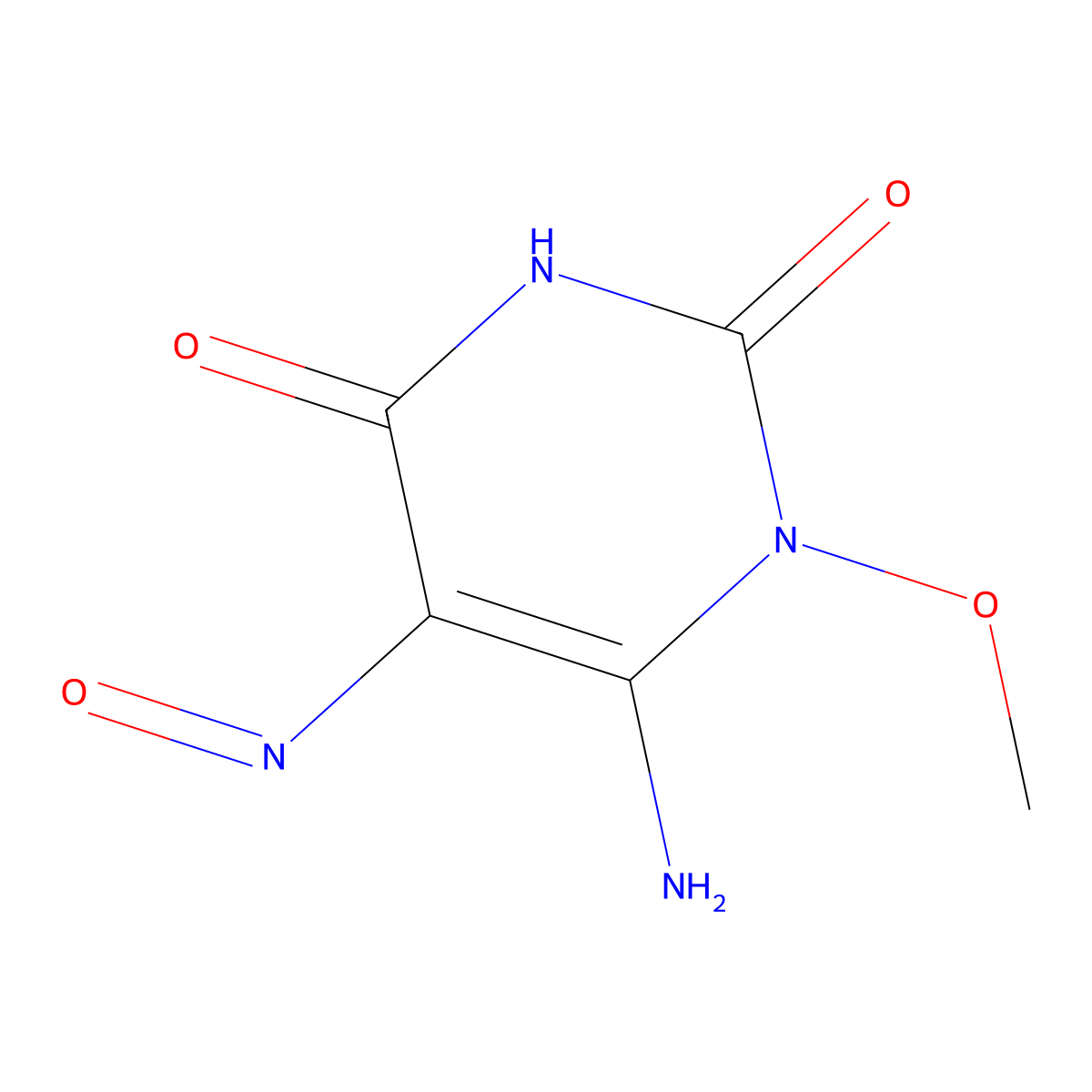 6-Amino-1-methoxy-5-nitrosopyrimidine-2,4-dione molecular structure, CAS 30345-89-2