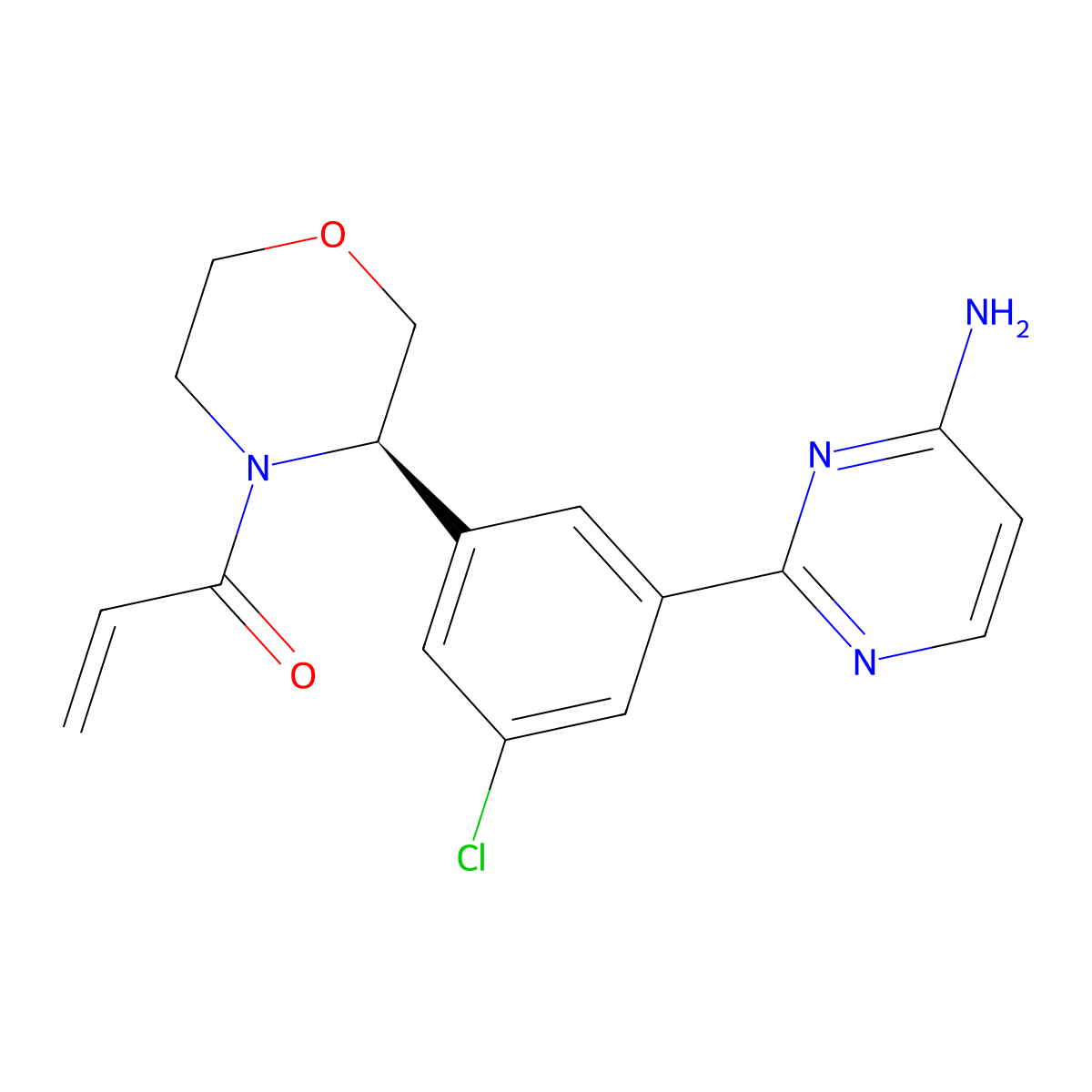 (R)-1-(3-(3-(4-aminopyrimidin-2-yl)-5-chlorophenyl)morpholino)prop-2-en-1-one molecular structure, CAS 3034880-93-5