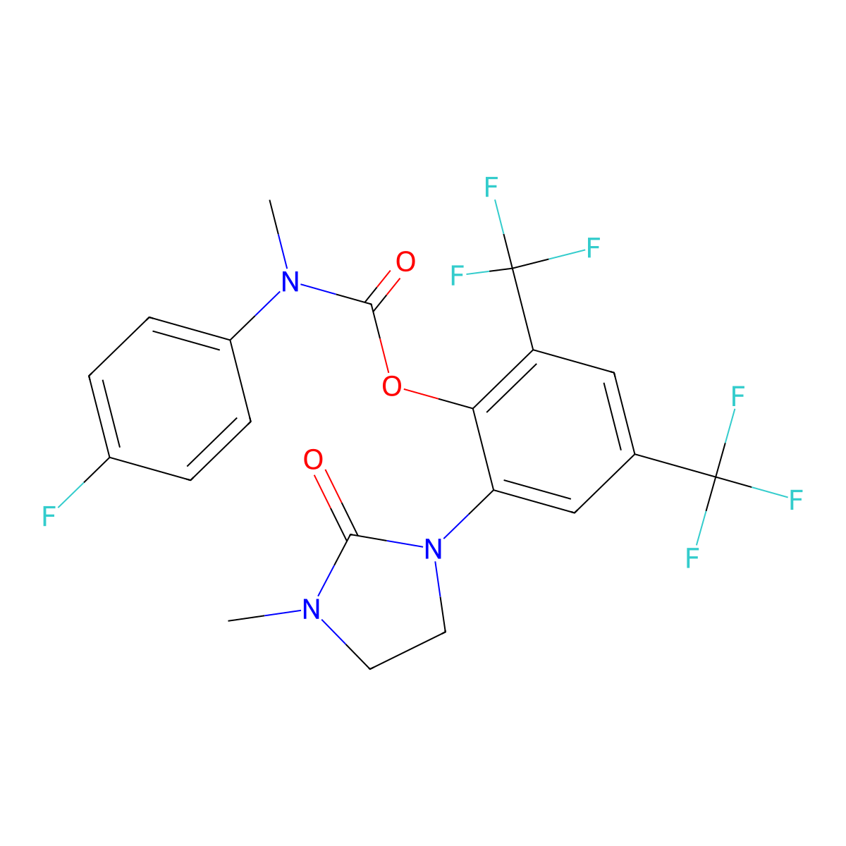 [2-(3-methyl-2-oxoimidazolidin-1-yl)-4,6-bis(trifluoromethyl)phenyl] N-(4-fluorophenyl)-N-methylcarbamate molecular structure, CAS 3035072-48-8