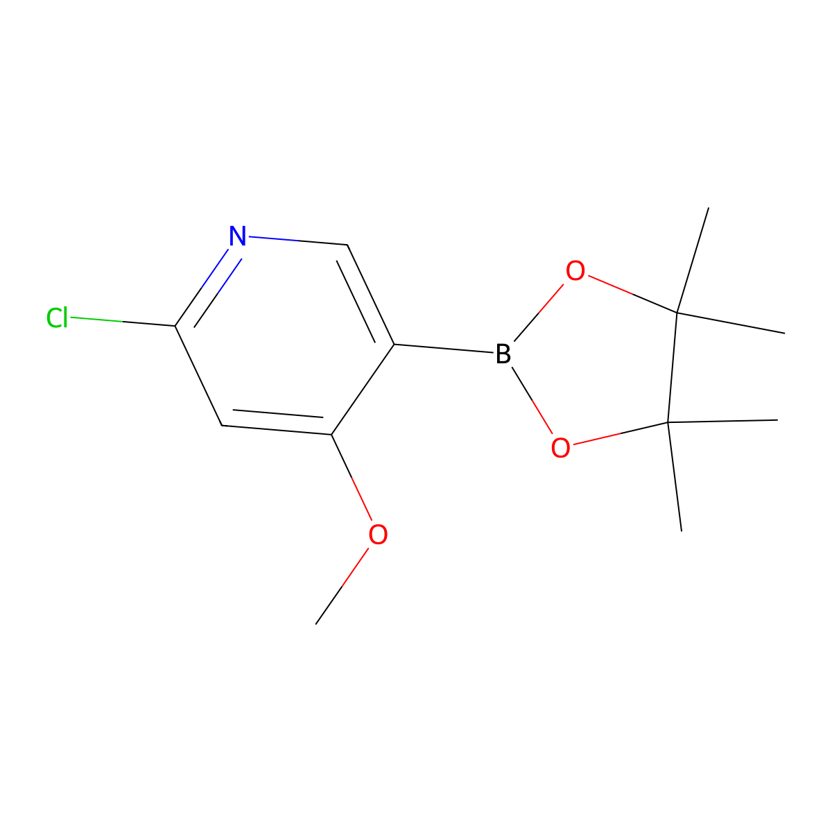 2-Chloro-4-methoxy-5-(4,4,5,5-tetramethyl-1,3,2-dioxaborolan-2-yl)pyridine molecular structure, CAS 3035186-88-7