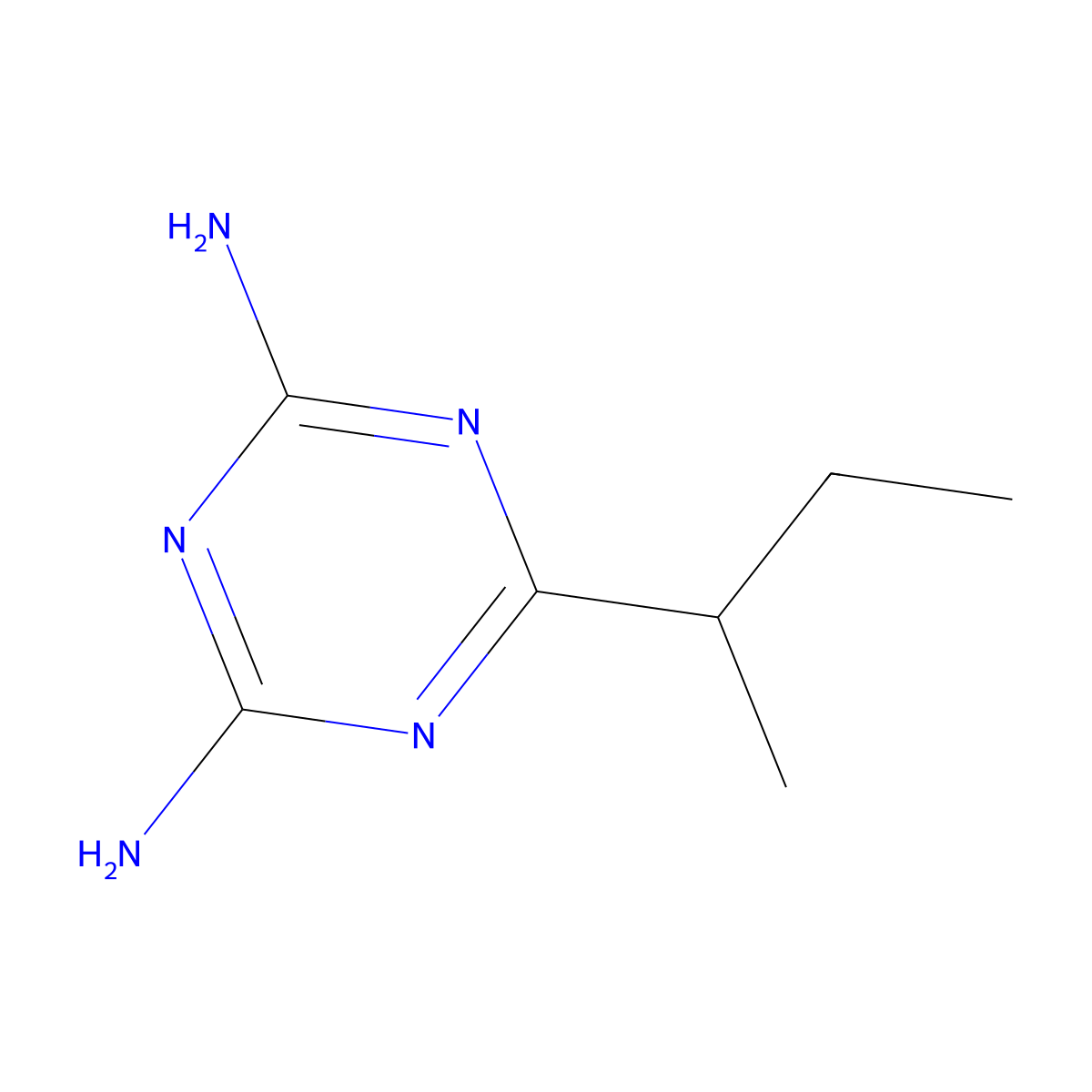 1,3,5-Triazine-2,4-diamine, 6-(1-methylpropyl)- molecular structure, CAS 30354-74-6