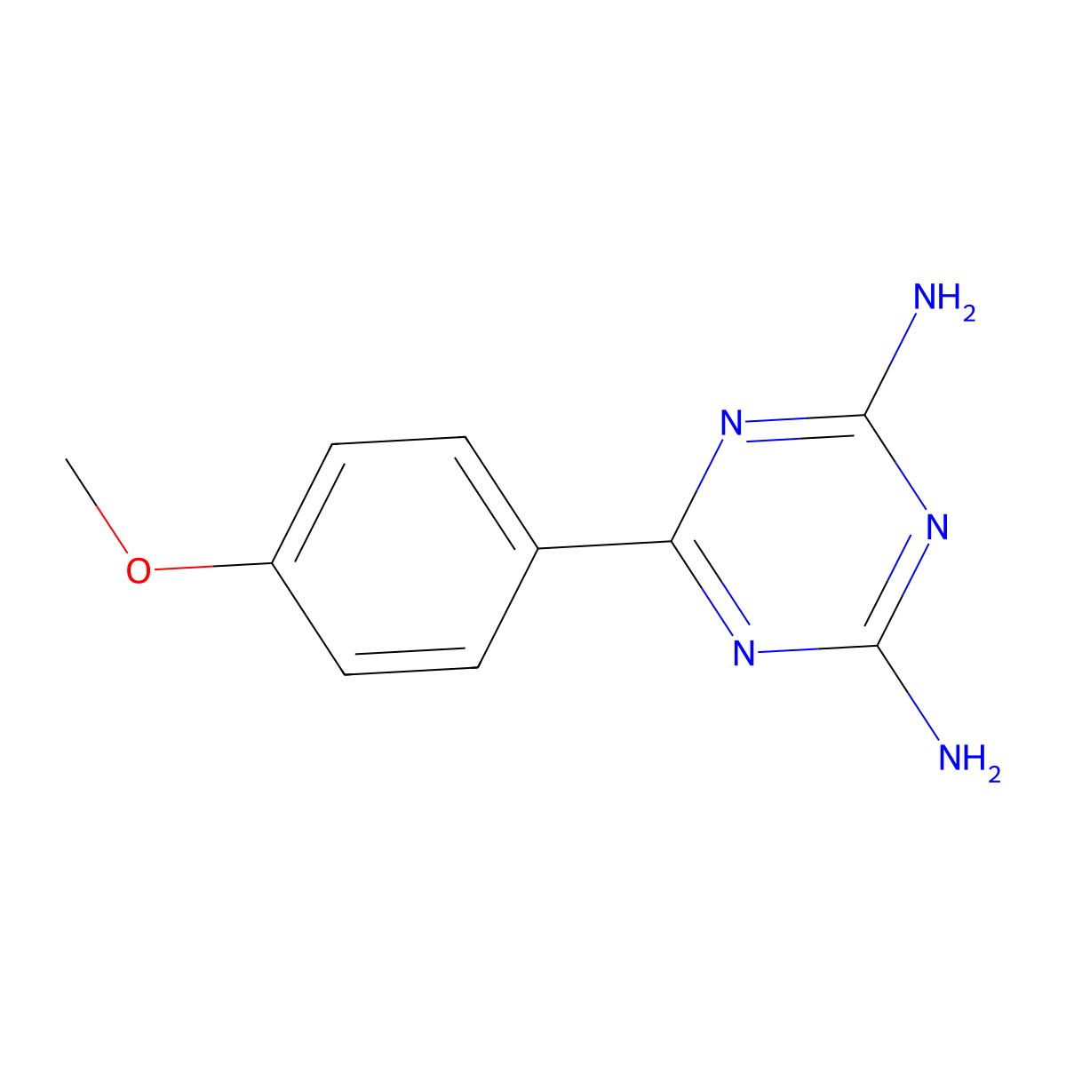 1,3,5-Triazine-2,4-diamine, 6-(4-methoxyphenyl)- molecular structure, CAS 30354-91-7