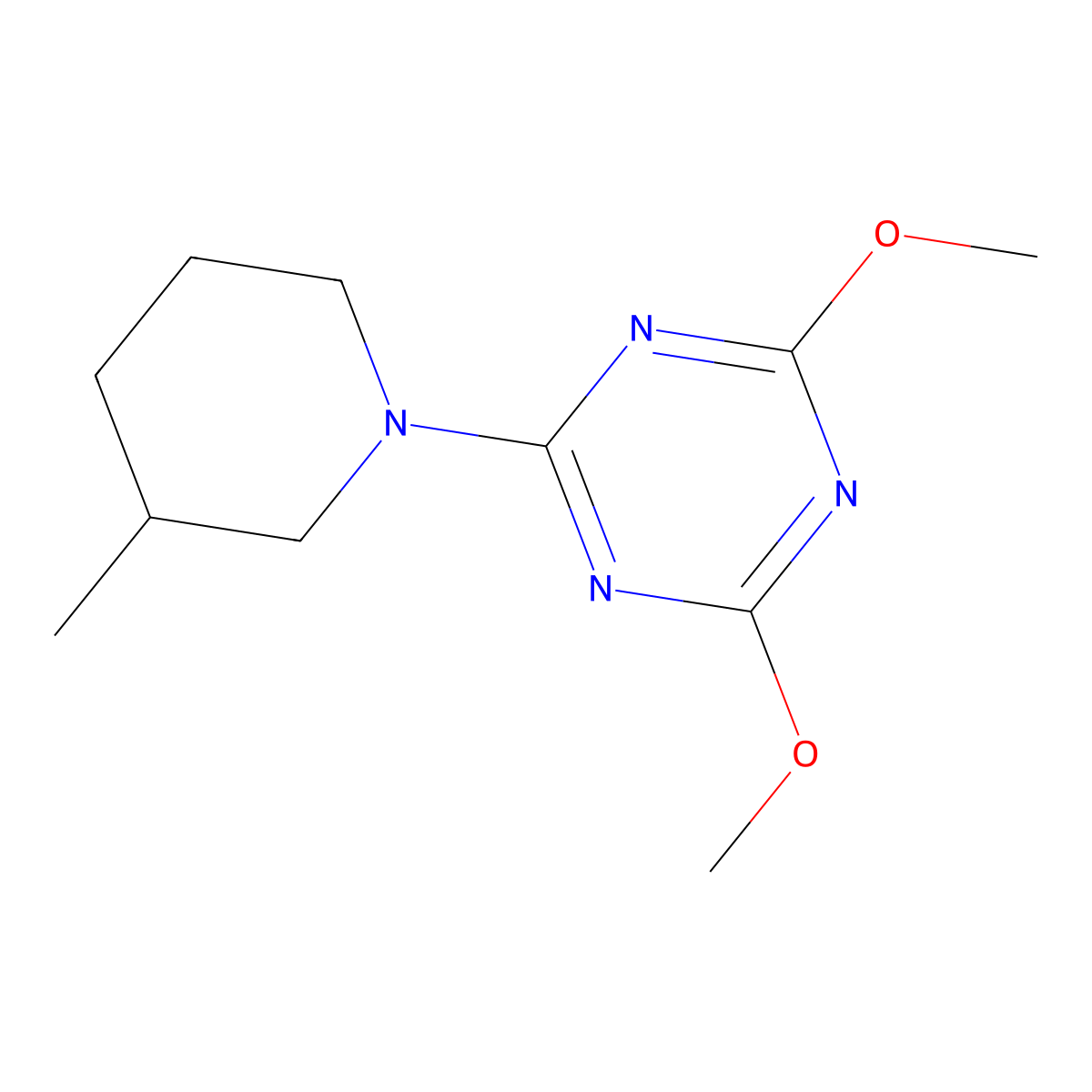 2,4-Dimethoxy-6-(3-methylpiperidin-1-yl)-1,3,5-triazine molecular structure, CAS 3035418-50-6