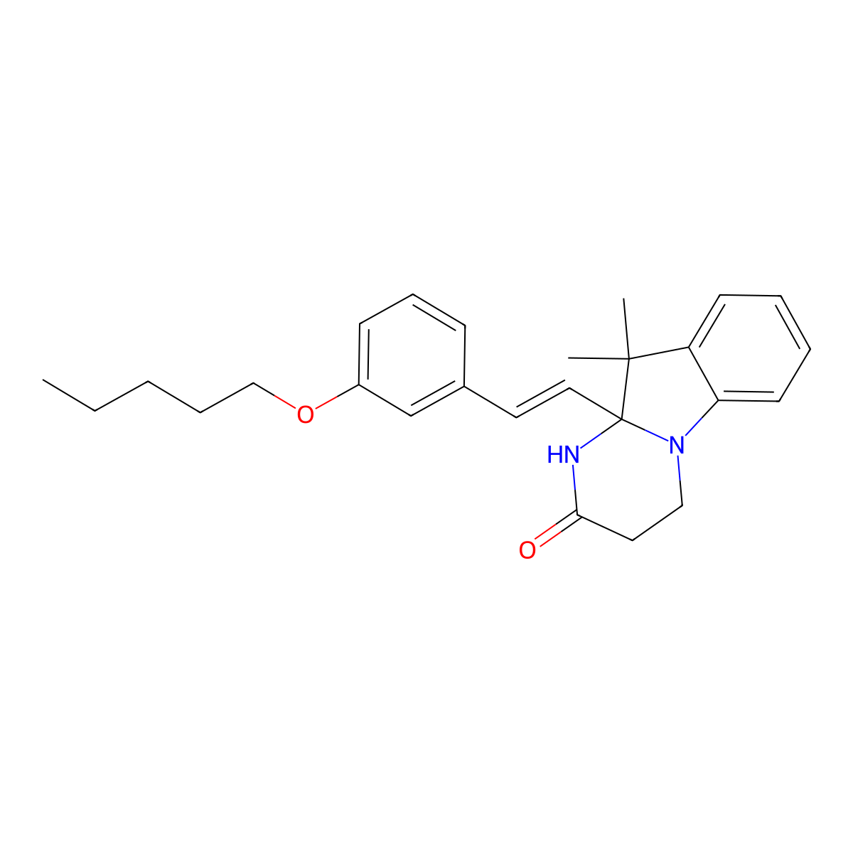(E)-10,10-Dimethyl-10A-(3-(pentyloxy)styryl)-3,4,10,10A-tetrahydropyrimido[1,2-A]indol-2(1H)-one molecular structure, CAS 3035441-35-8