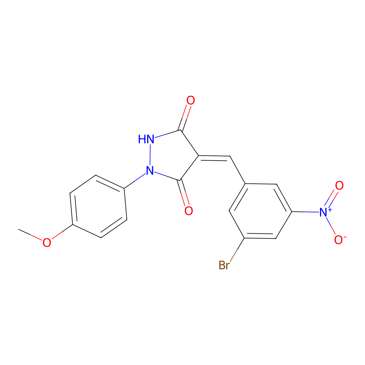 4-[(3-Bromo-5-nitrophenyl)methylidene]-1-(4-methoxyphenyl)pyrazolidine-3,5-dione molecular structure, CAS 3035498-92-8