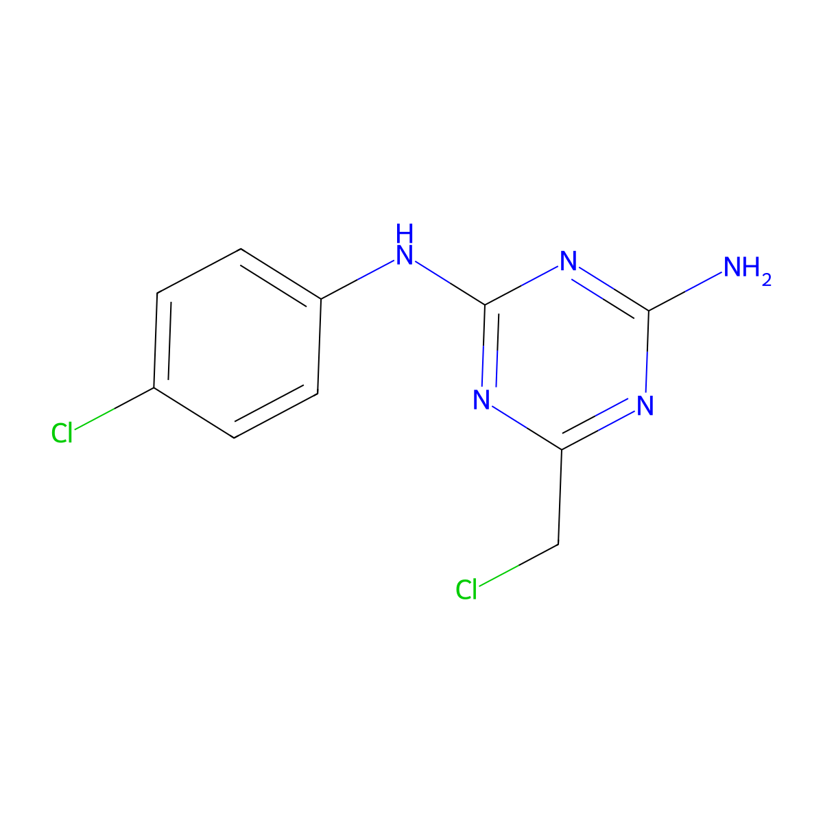 6-(Chloromethyl)-N~2~-(4-chlorophenyl)-1,3,5-triazine-2,4-diamine molecular structure, CAS 30355-61-4