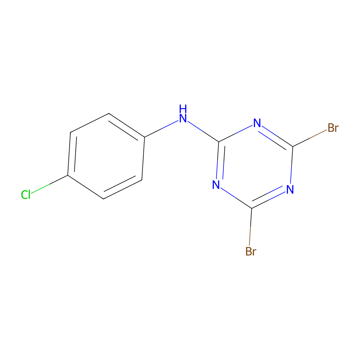 4,6-dibromo-N-(4-chlorophenyl)-1,3,5-triazin-2-amine molecular structure, CAS 30357-83-6
