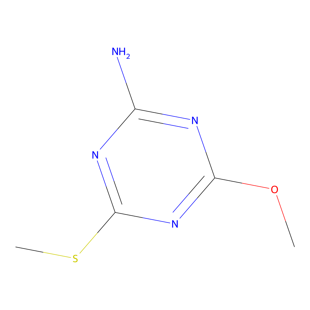 4-Methoxy-6-(methylsulfanyl)-1,3,5-triazin-2-amine molecular structure, CAS 30358-18-0