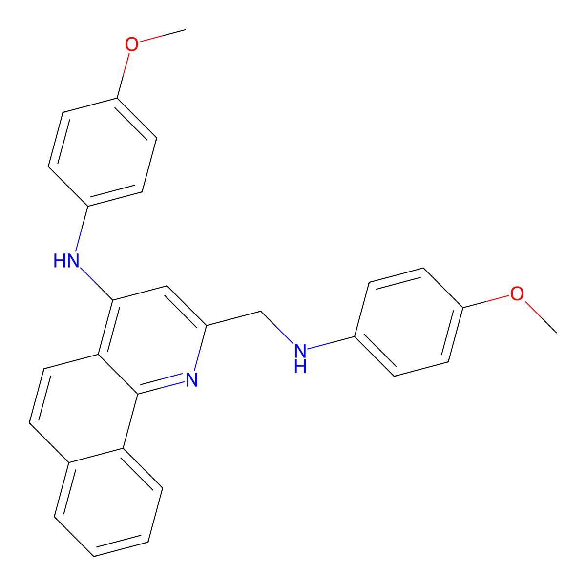 2-[(4-methoxyanilino)methyl]-N-(4-methoxyphenyl)benzo[h]quinolin-4-amine molecular structure, CAS 3036109-10-8