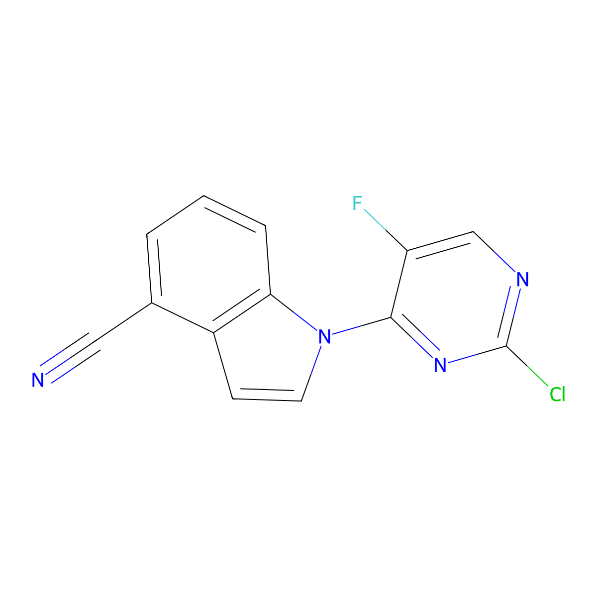 1-(2-Chloro-5-fluoropyrimidin-4-YL)-1H-indole-4-carbonitrile molecular structure, CAS 3036406-45-5