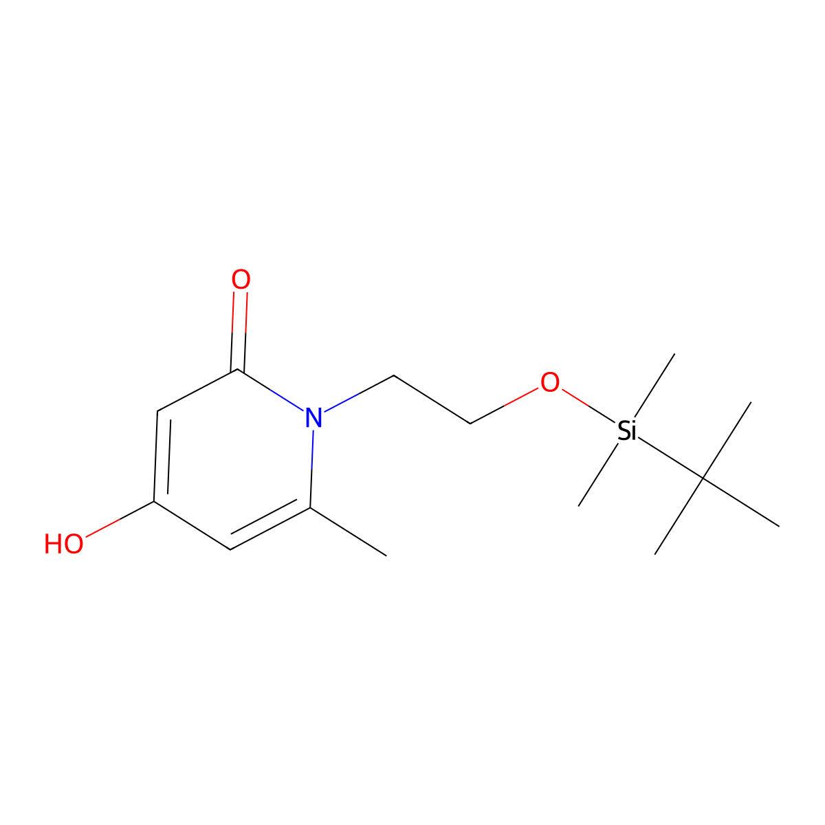 1-{2-[(Tert-butyldimethylsilyl)oxy]ethyl}-4-hydroxy-6-methyl-1,2-dihydropyridin-2-one molecular structure, CAS 3036408-38-2