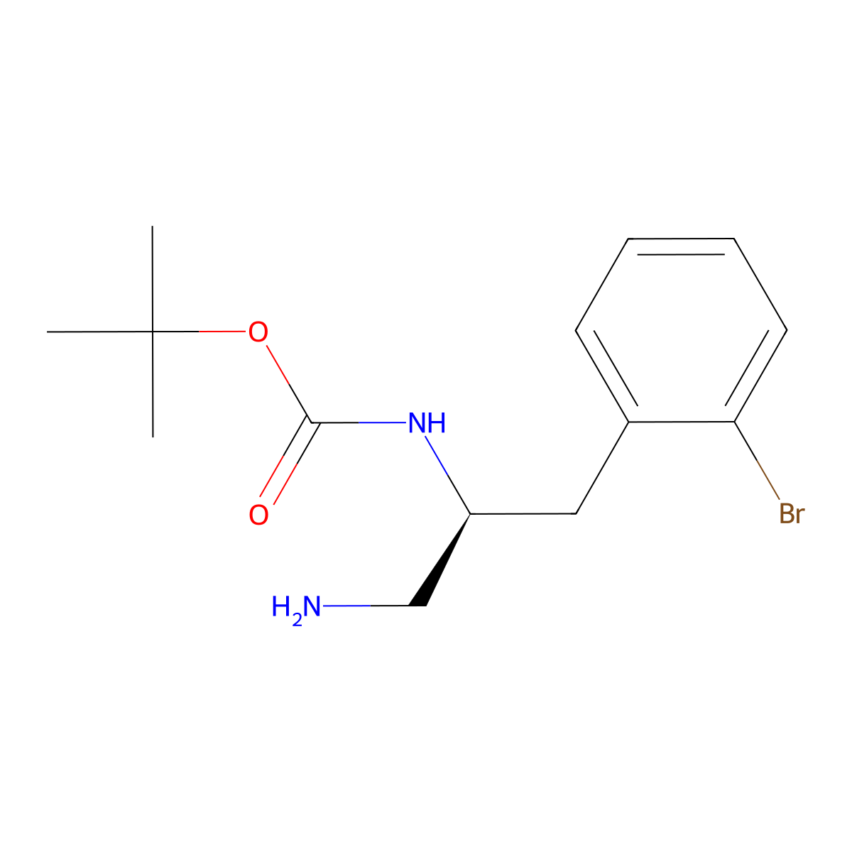 tert-butyl N-[(2S)-1-amino-3-(2-bromophenyl)propan-2-yl]carbamate molecular structure, CAS 3036487-80-3