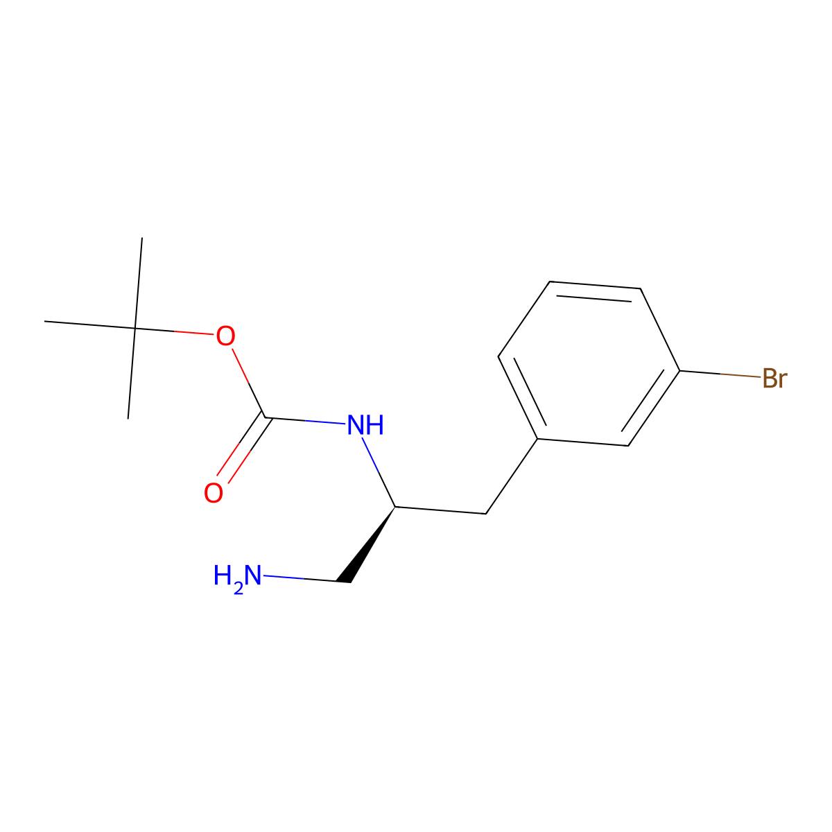 tert-butyl N-[(2S)-1-amino-3-(3-bromophenyl)propan-2-yl]carbamate molecular structure, CAS 3036487-83-6