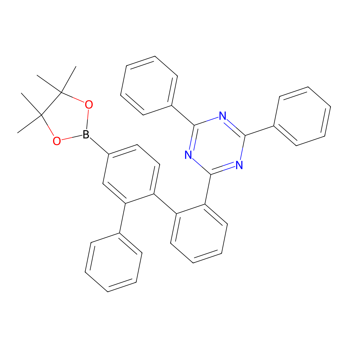2,4-Diphenyl-6-(4'-(4,4,5,5-tetramethyl-1,3,2-dioxaborolan-2-yl)-[1,1':2',1''-terphenyl]-2-yl)-1,3,5-triazine molecular structure, CAS 3036509-60-8
