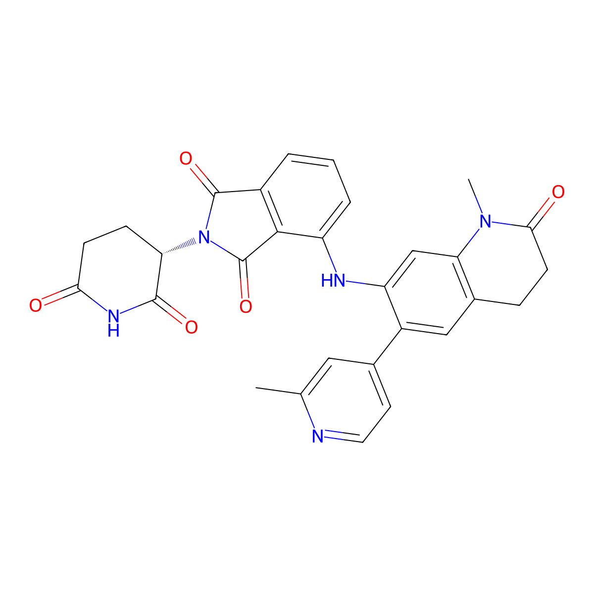 2-[(3S)-2,6-dioxopiperidin-3-yl]-4-[[1-methyl-6-(2-methyl-4-pyridinyl)-2-oxo-3,4-dihydroquinolin-7-yl]amino]isoindole-1,3-dione molecular structure, CAS 3036554-12-5