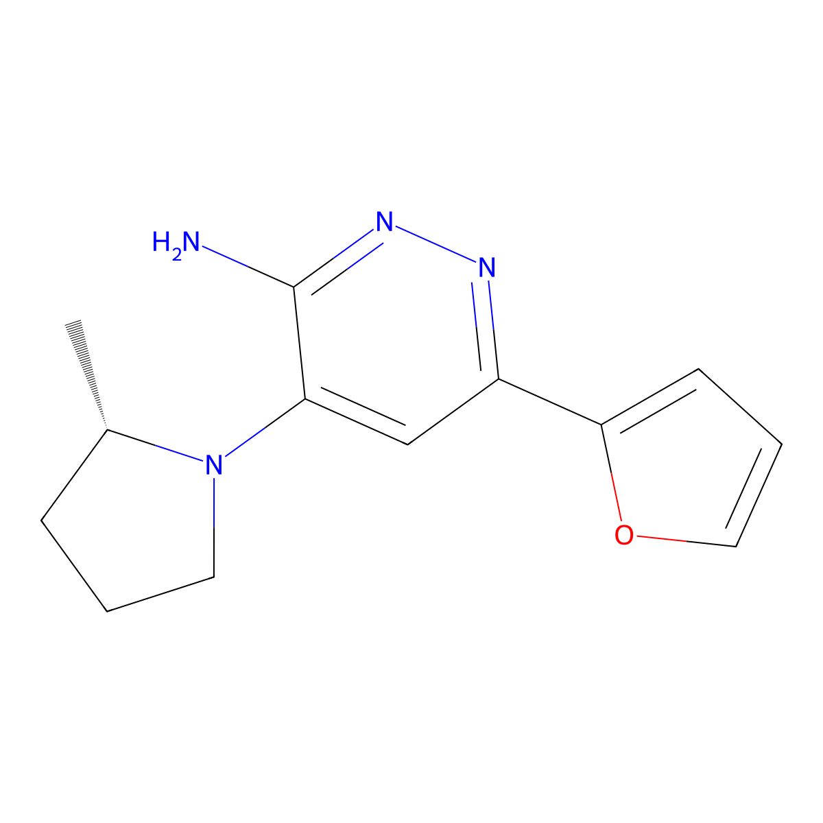 (S)-6-(Furan-2-yl)-4-(2-methylpyrrolidin-1-yl)pyridazin-3-amine molecular structure, CAS 3036574-72-5