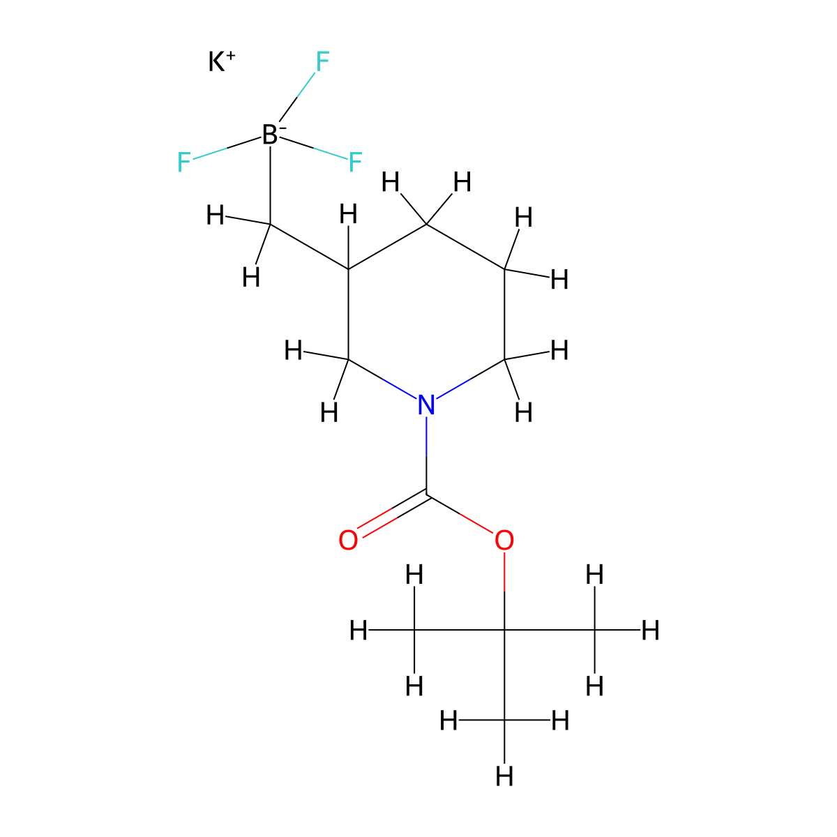Potassium ((1-(tert-butoxycarbonyl)piperidin-3-yl)methyl)trifluoroborate molecular structure, CAS 3036581-38-8