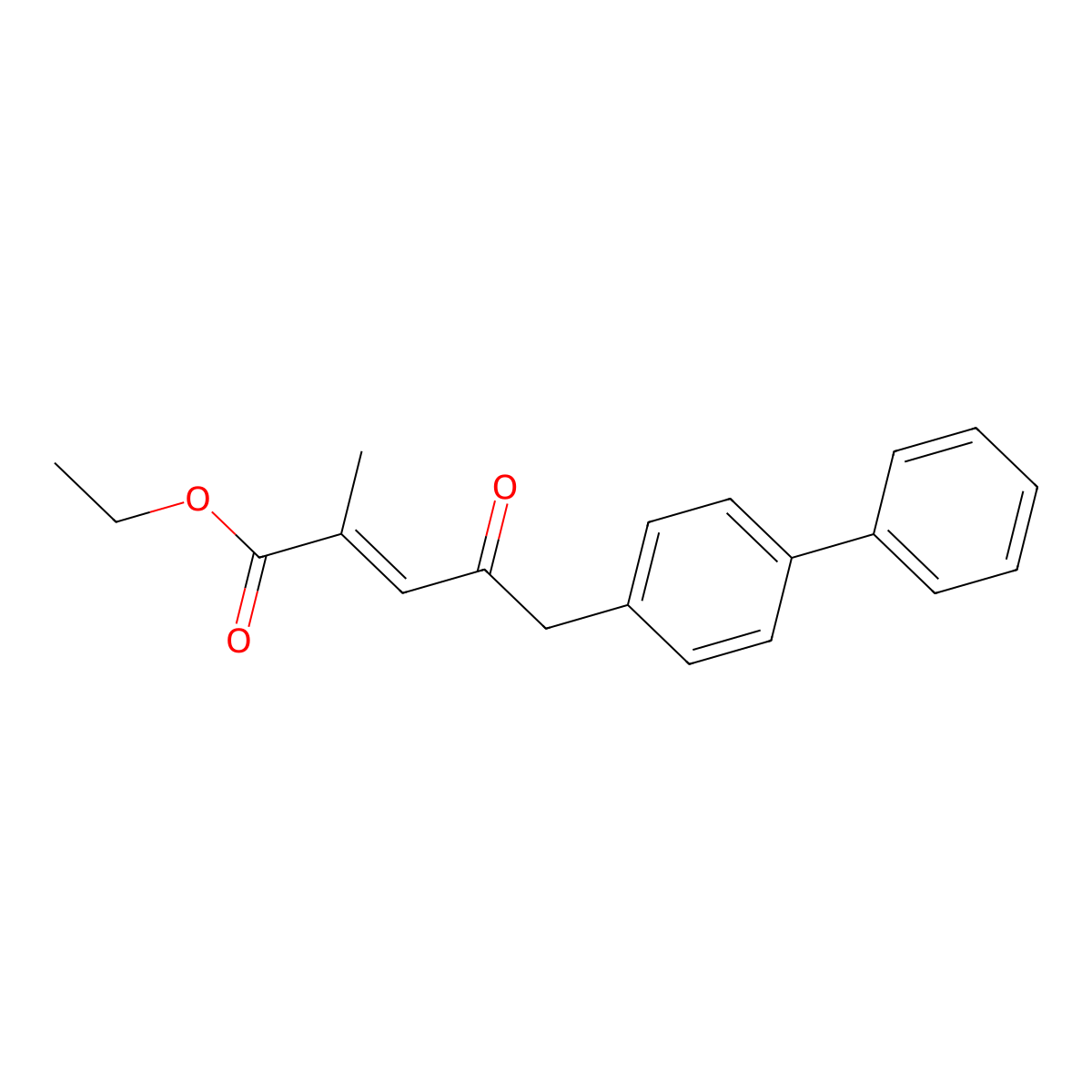 Ethyl (E)-5-([1,1'-biphenyl]-4-yl)-2-methyl-4-oxopent-2-enoate molecular structure, CAS 3036673-33-0