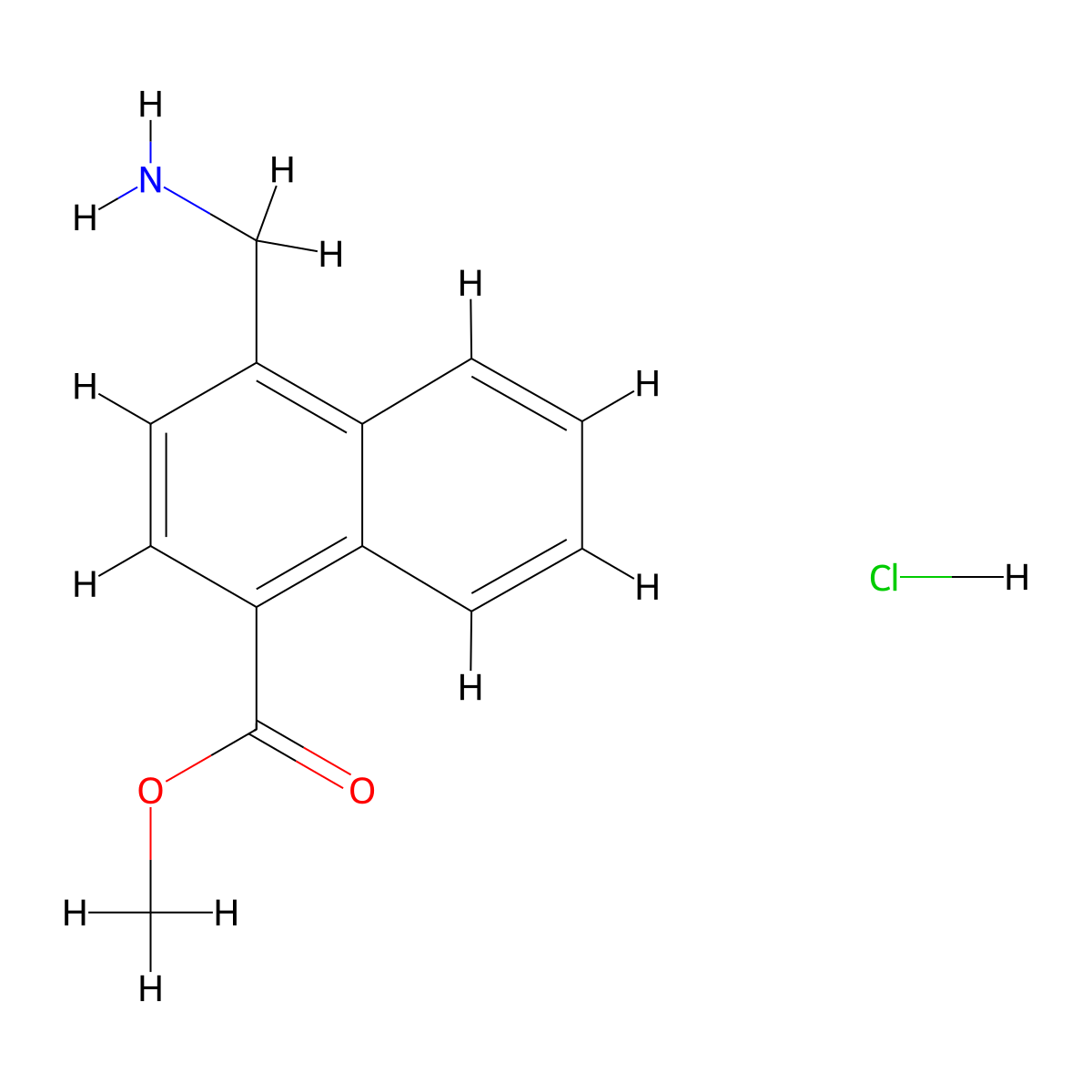 Methyl 4-(aminomethyl)naphthalene-1-carboxylate hydrochloride molecular structure, CAS 30367-03-4
