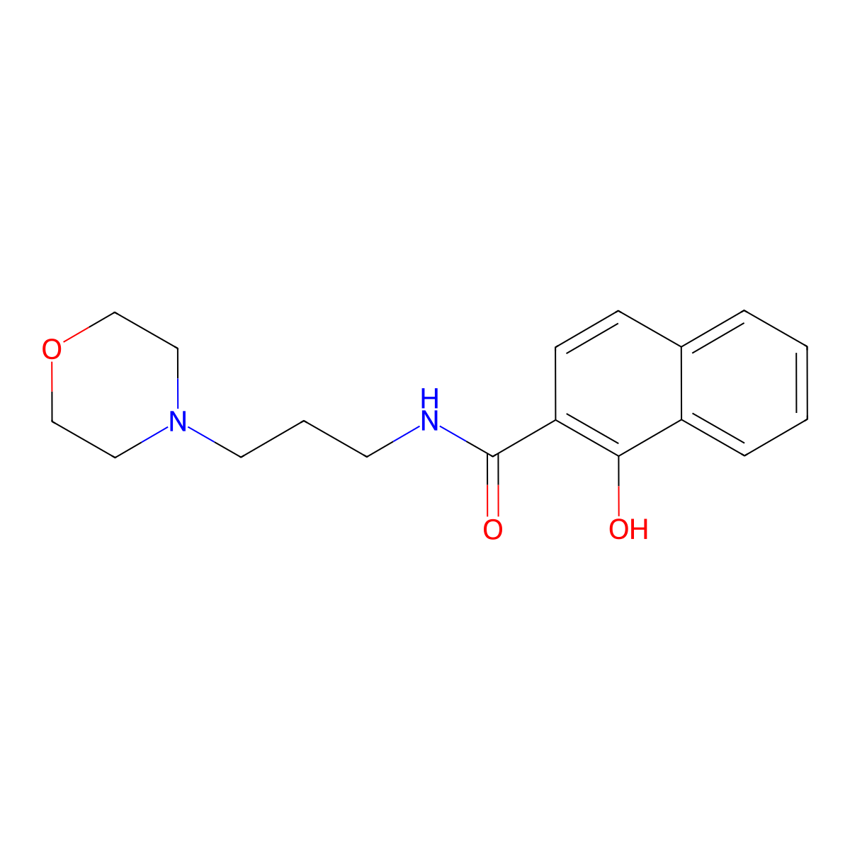 2-Naphthalenecarboxamide, 1-hydroxy-N-(3-(4-morpholinyl)propyl)- molecular structure, CAS 30367-05-6