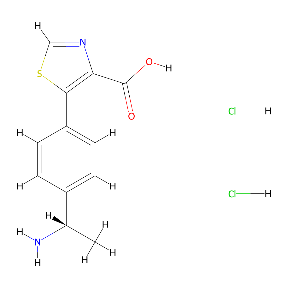 5-{4-[(1S)-1-aminoethyl]phenyl}-1,3-thiazole-4-carboxylic acid dihydrochloride molecular structure, CAS 3036845-24-3