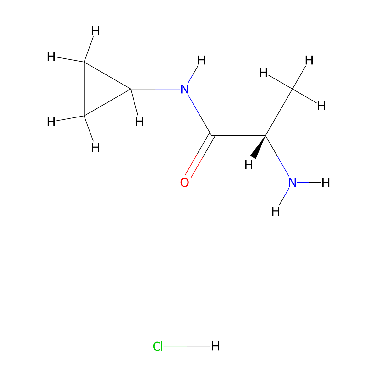 (2S)-2-amino-N-cyclopropylpropanamide hydrochloride molecular structure, CAS 3036845-27-6