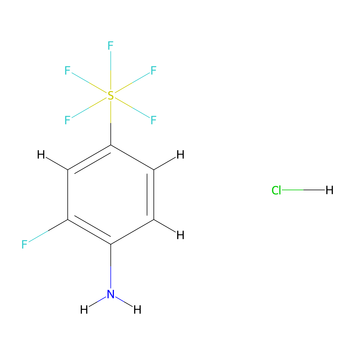 2-Fluoro-4-(pentafluoro-lambda6-sulfanyl)aniline hydrochloride molecular structure, CAS 3036883-65-2
