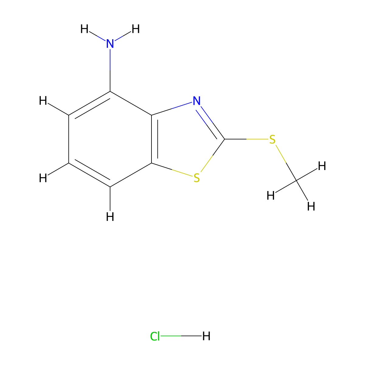2-Methylsulfanyl-1,3-benzothiazol-4-amine;hydrochloride molecular structure, CAS 3036883-87-8