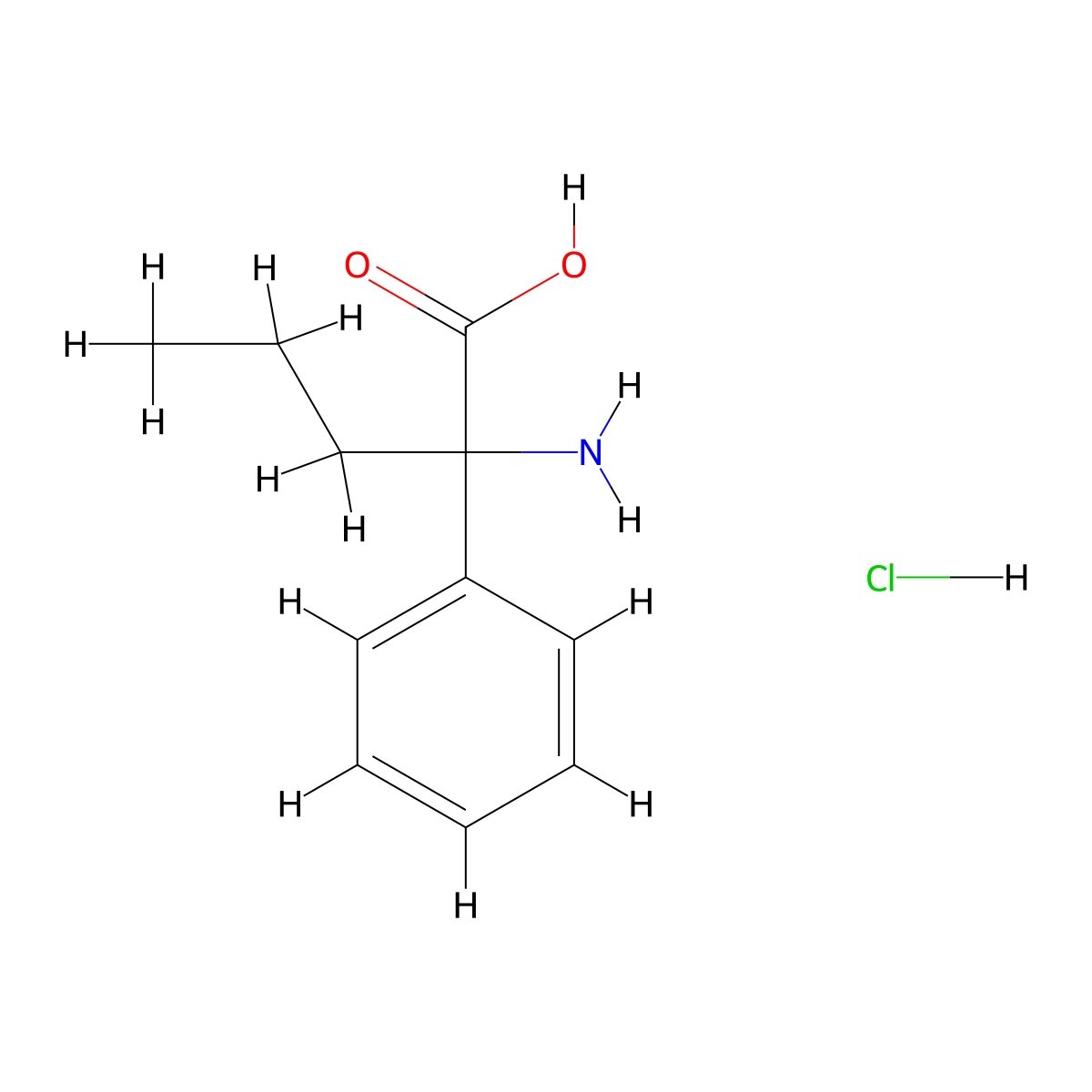 2-Amino-2-phenylpentanoic acid;hydrochloride molecular structure, CAS 3036884-75-7
