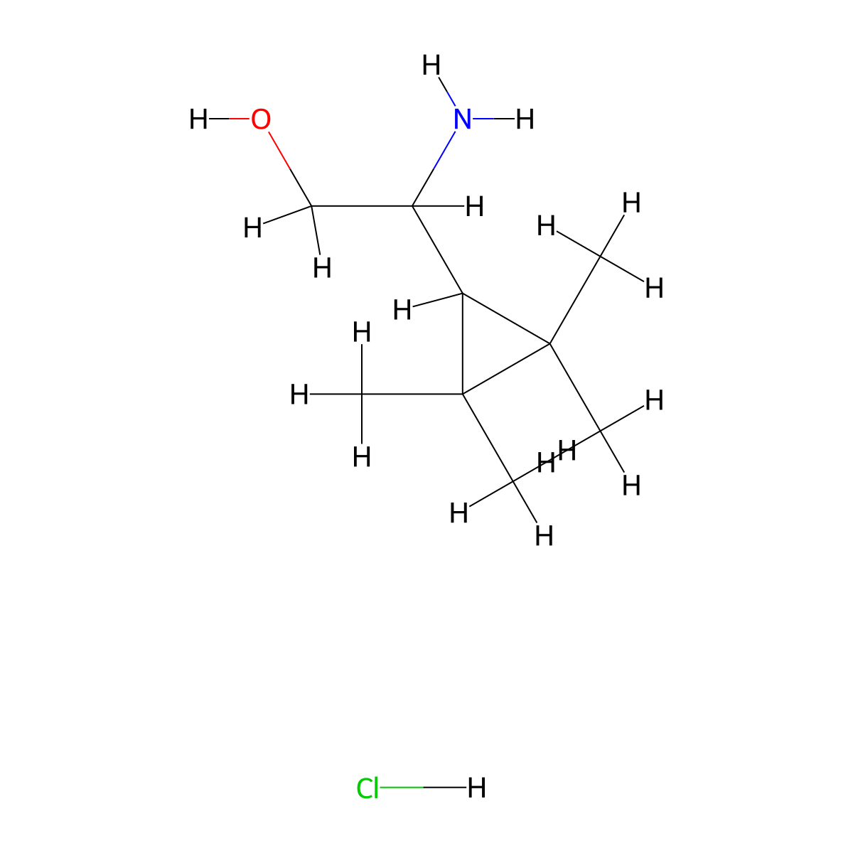 2-Amino-2-(2,2,3,3-tetramethylcyclopropyl)ethan-1-ol hydrochloride molecular structure, CAS 3036885-45-4