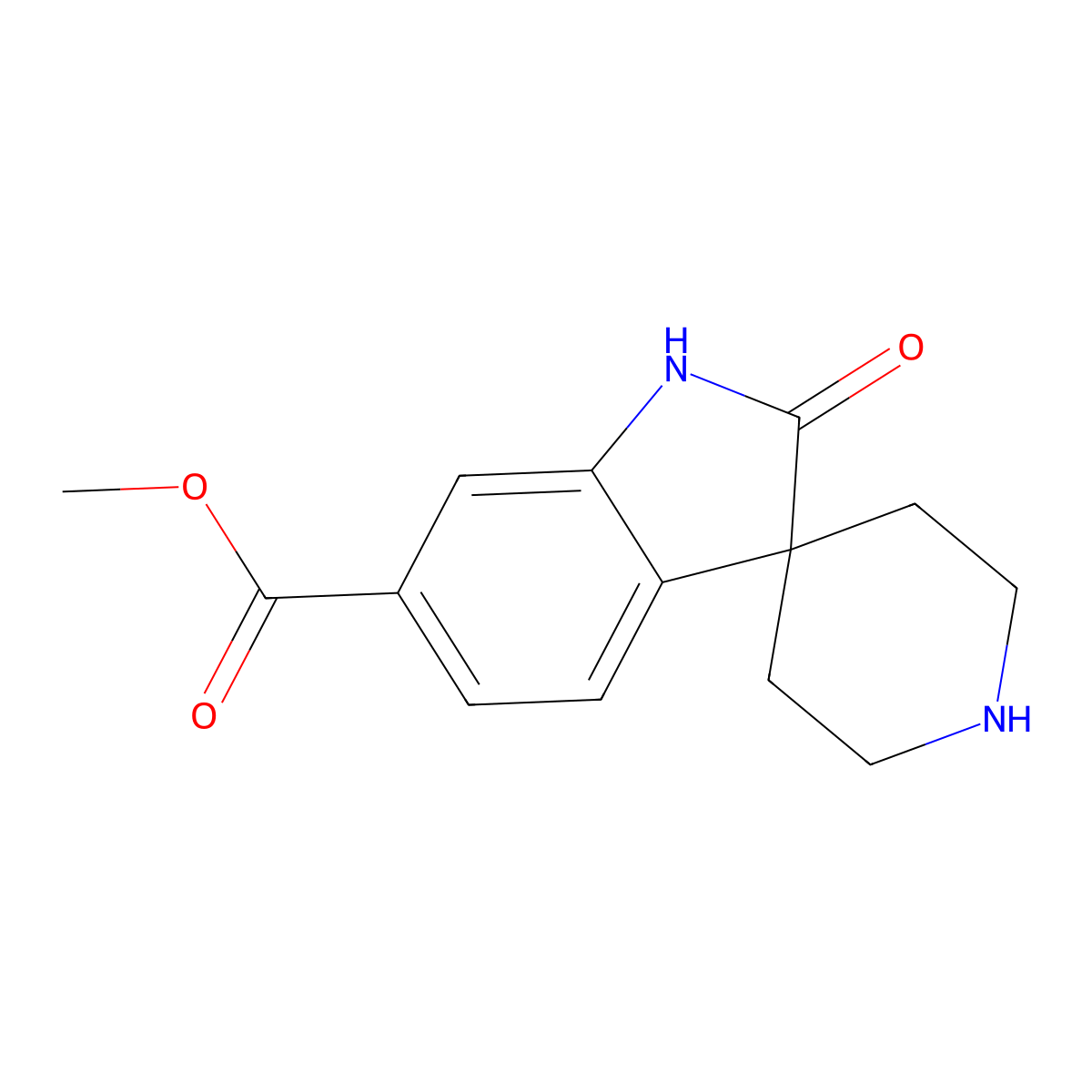 methyl 2-oxospiro[1H-indole-3,4'-piperidine]-6-carboxylate molecular structure, CAS 3036885-86-3