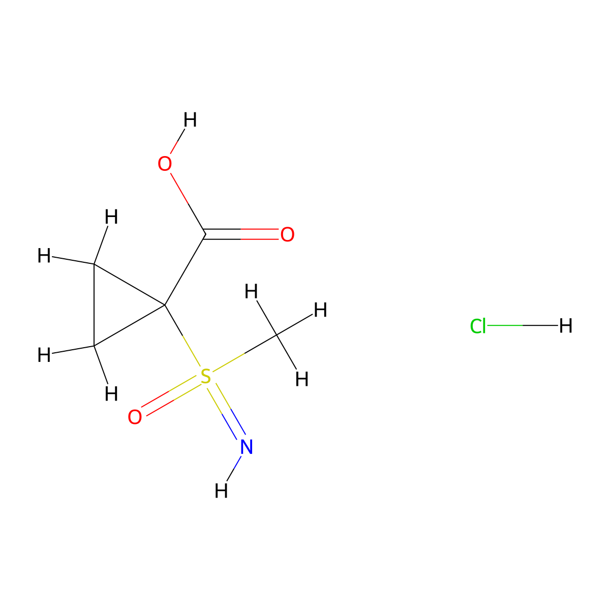 1-(S-Methylsulfonimidoyl)cyclopropane-1-carboxylic acid hydrochloride molecular structure, CAS 3036889-56-9
