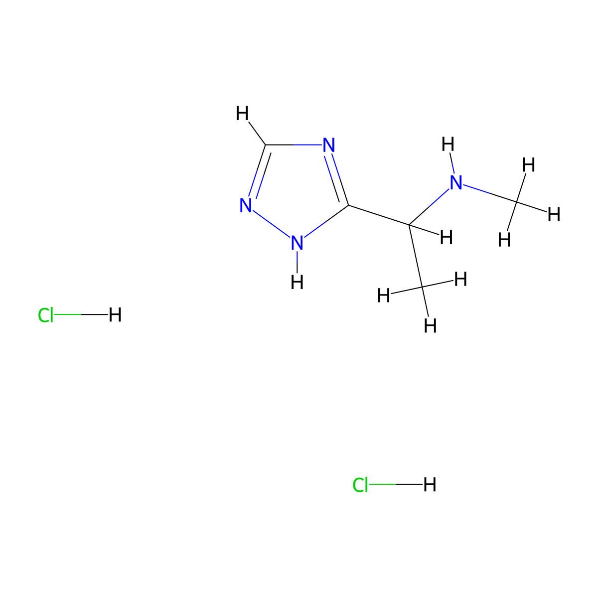 methyl[1-(1H-1,2,4-triazol-5-yl)ethyl]amine dihydrochloride molecular structure, CAS 3036889-59-2
