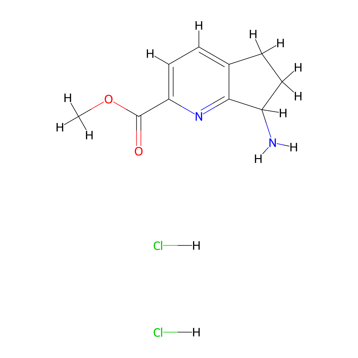 methyl 7-amino-6,7-dihydro-5H-cyclopenta[b]pyridine-2-carboxylate;dihydrochloride molecular structure, CAS 3036889-90-1
