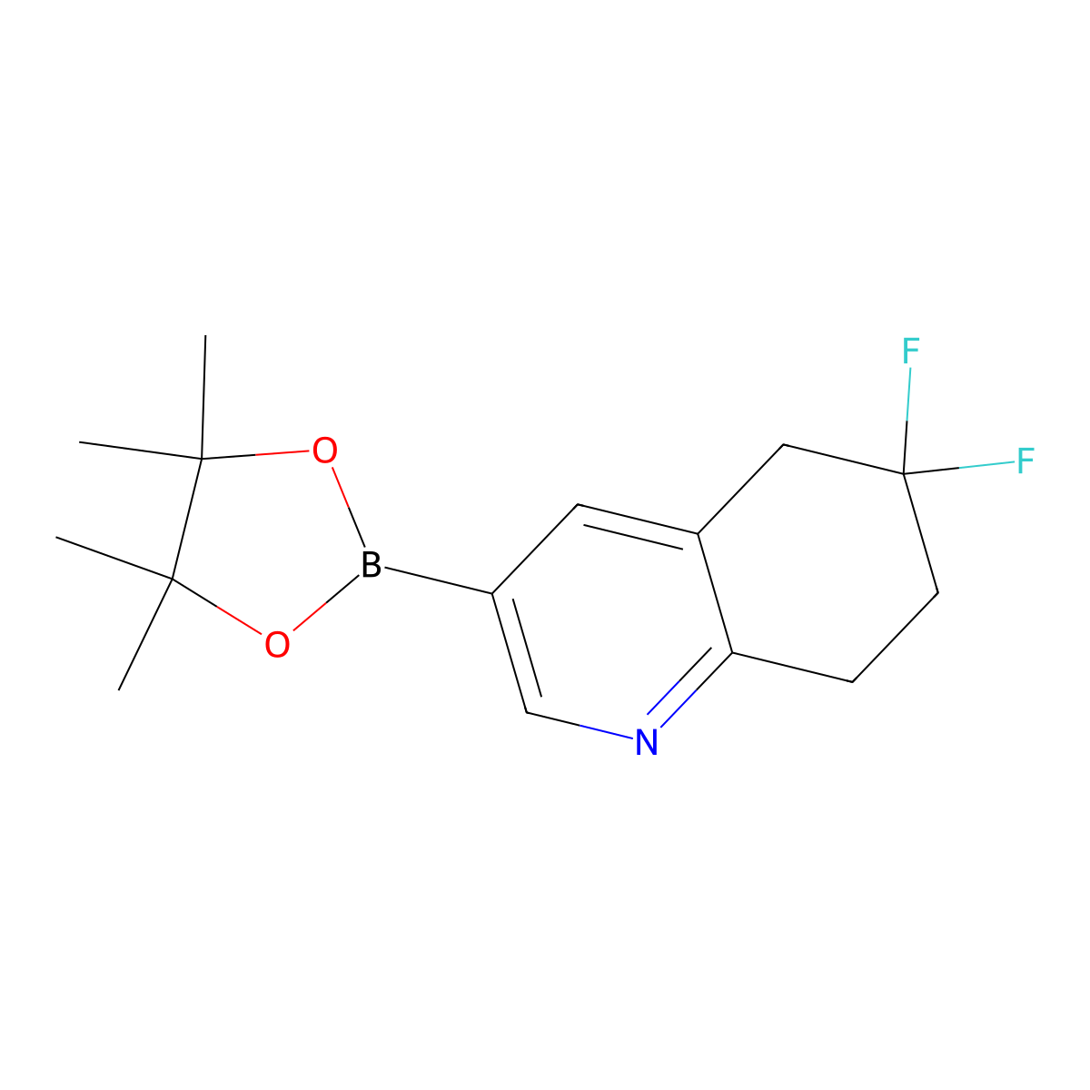 6,6-Difluoro-3-(4,4,5,5-tetramethyl-1,3,2-dioxaborolan-2-yl)-5,6,7,8-tetrahydroquinoline molecular structure, CAS 3036893-31-6