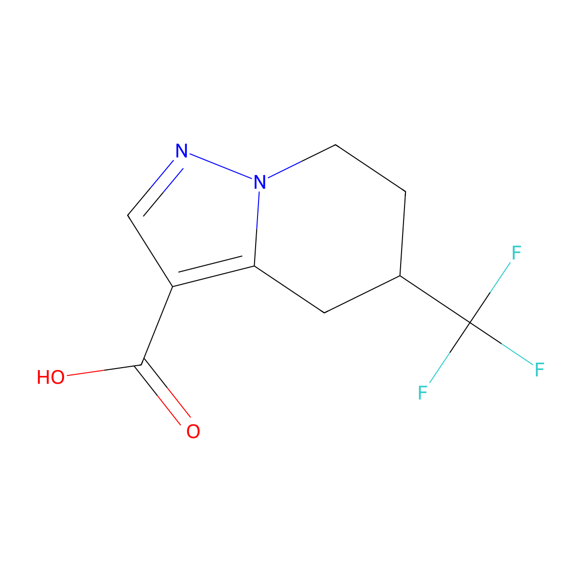 5-(trifluoromethyl)-4H,5H,6H,7H-pyrazolo[1,5-a]pyridine-3-carboxylic acid molecular structure, CAS 3036898-88-8