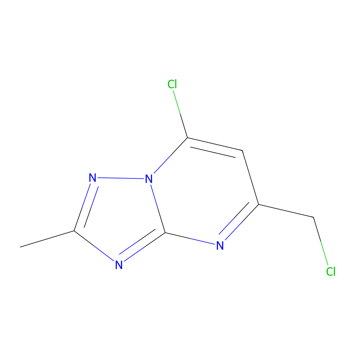7-Chloro-5-(chloromethyl)-2-methyl-[1,2,4]triazolo[1,5-a]pyrimidine molecular structure, CAS 3036909-63-1