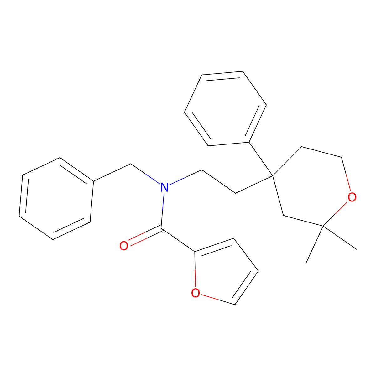 N-Benzyl-N-(2-(2,2-dimethyl-4-phenyltetrahydro-2H-pyran-4-yl)ethyl)furan-2-carboxamide molecular structure, CAS 303728-92-9
