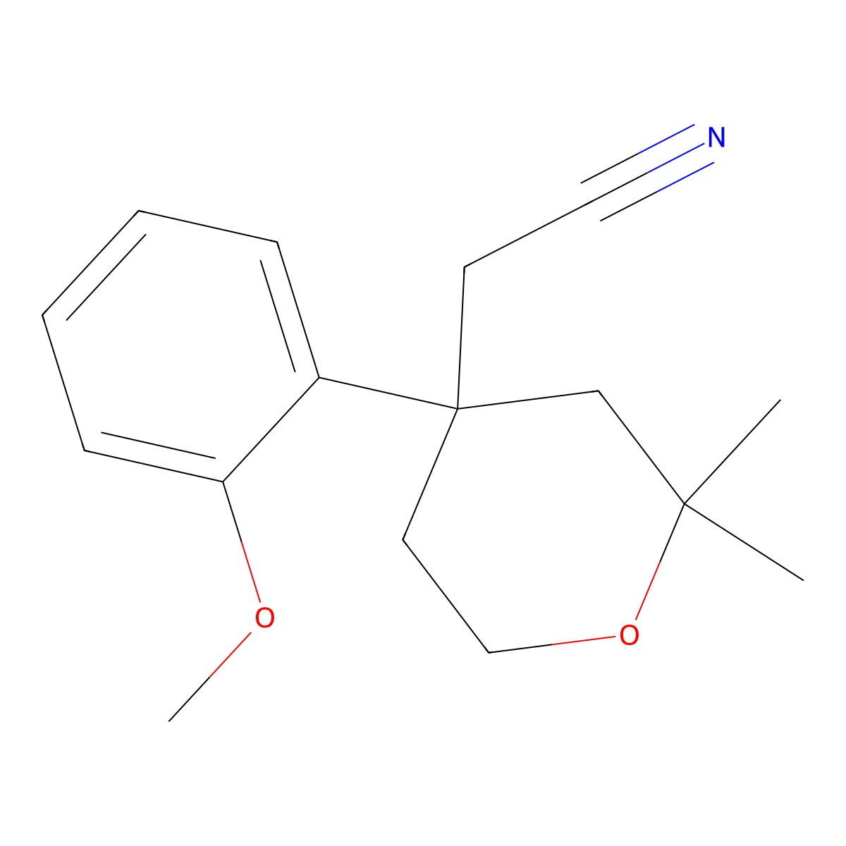 2-[4-(2-Methoxyphenyl)-2,2-dimethyloxan-4-yl]acetonitrile molecular structure, CAS 303728-94-1